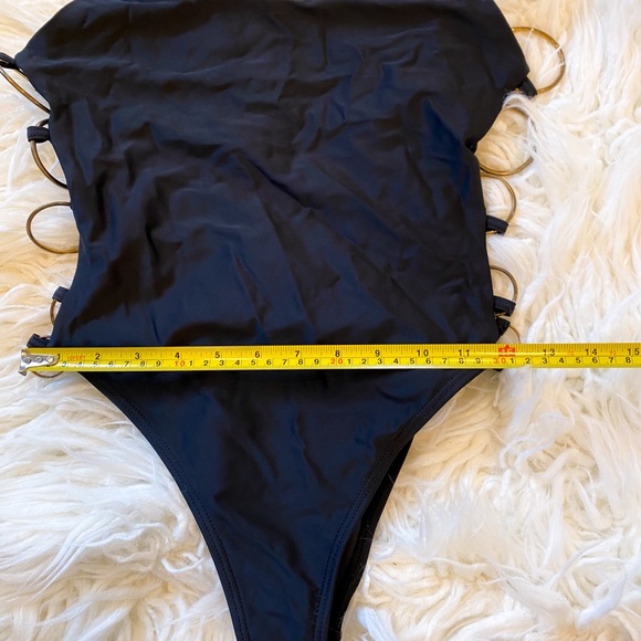 Nasty Gal Black One Piece W/ Gold Metal Hoops / S - Picture 5 of 10